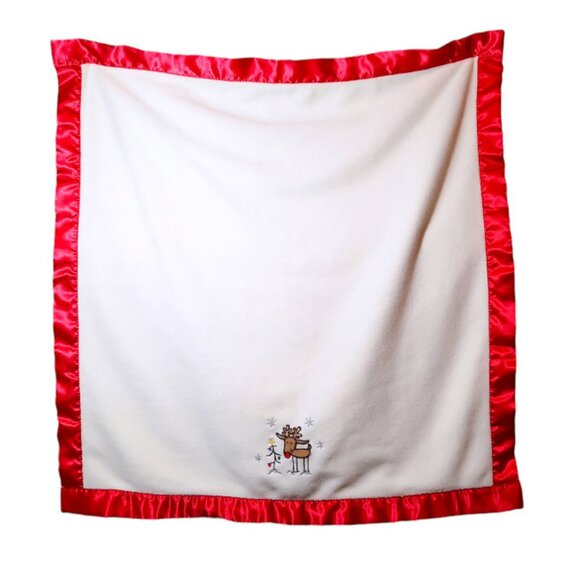 Cutie Pie Rudolph The Red Nosed Reindeer Christmas Lovey Blanket 30" X 29" - Picture 2 of 4